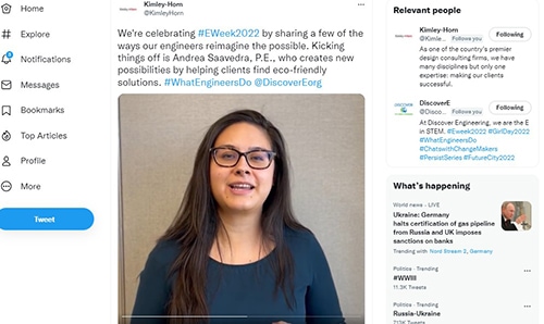 Kimley-Horn Social Media Channels Celebrate Firm's Engineers for 2022 Engineers Week