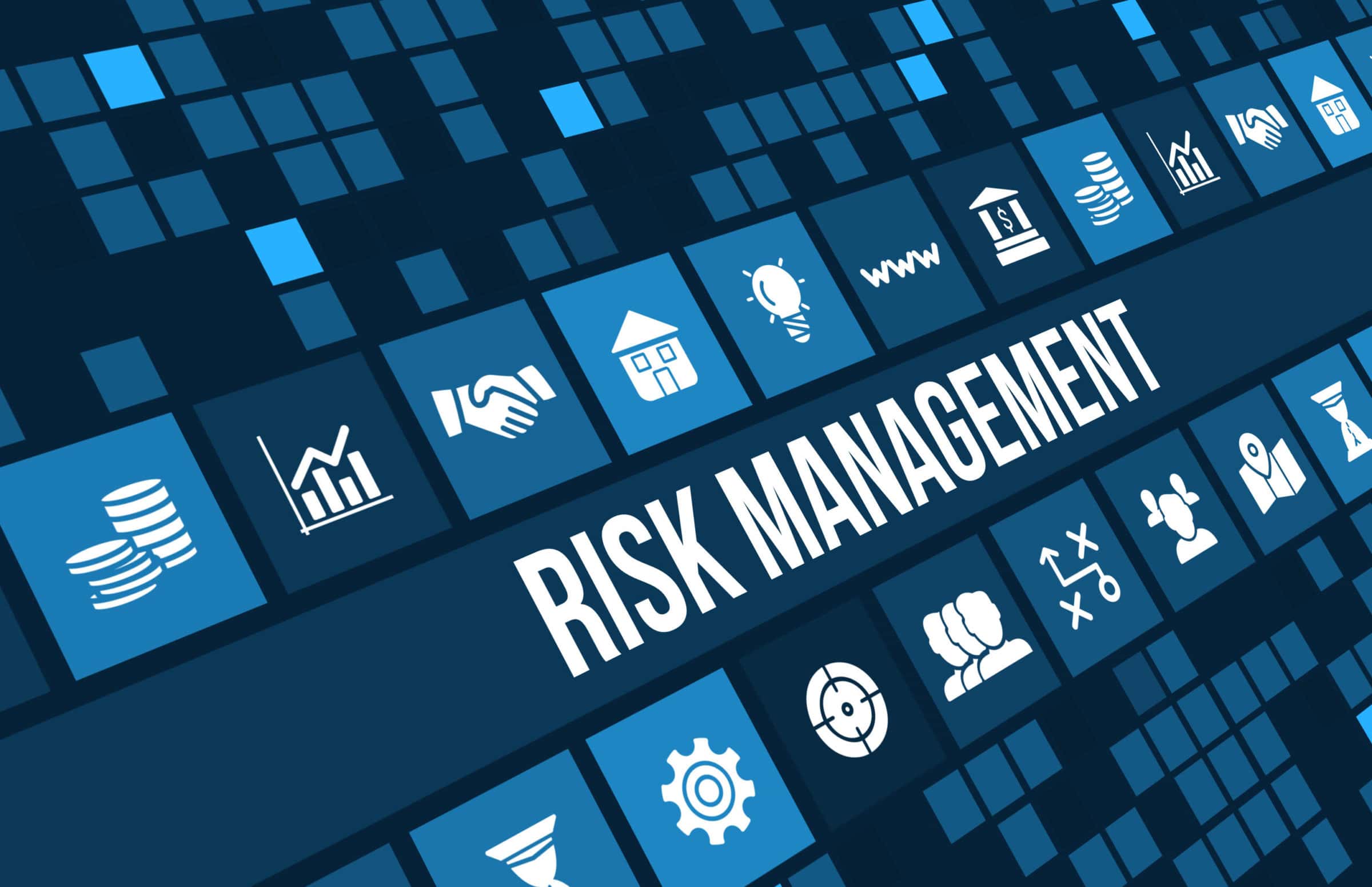 Risk Management concept image with business icons and copyspace.