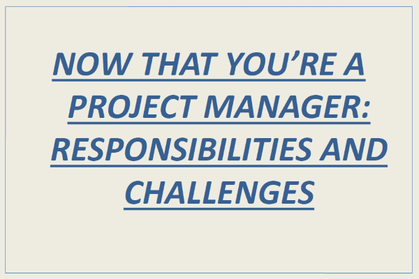 Now That You're A Project Manager: Responsibilities and Challenges