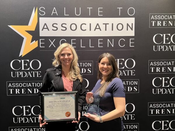 Diana Alexander and Katie Goodman hold their awards at the Salute to Association Excellence Awards