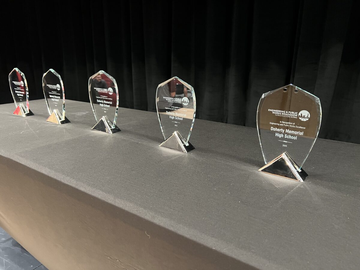 Roadshow Awards lined up on a table