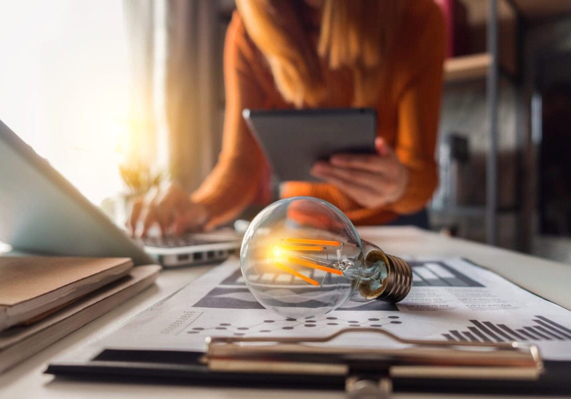 Businesswomen are thinking of introducing a concept light bulb.