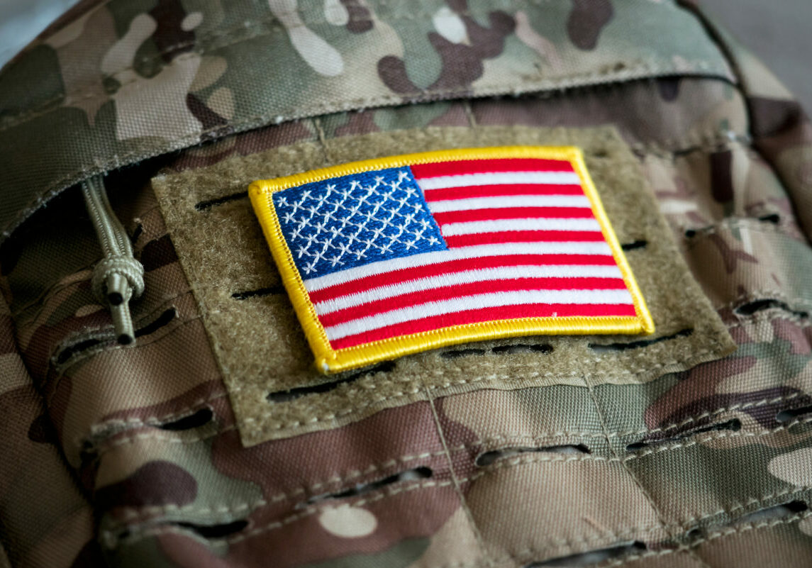 USA flag on army camo uniform