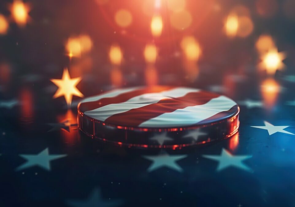 2024 American US presidential general election - voting and politics concept. photograph of telephoto lens realistic daylight --ar 16:9 Job ID: de673bd3-660b-41dc-af63-5eca06c0d091