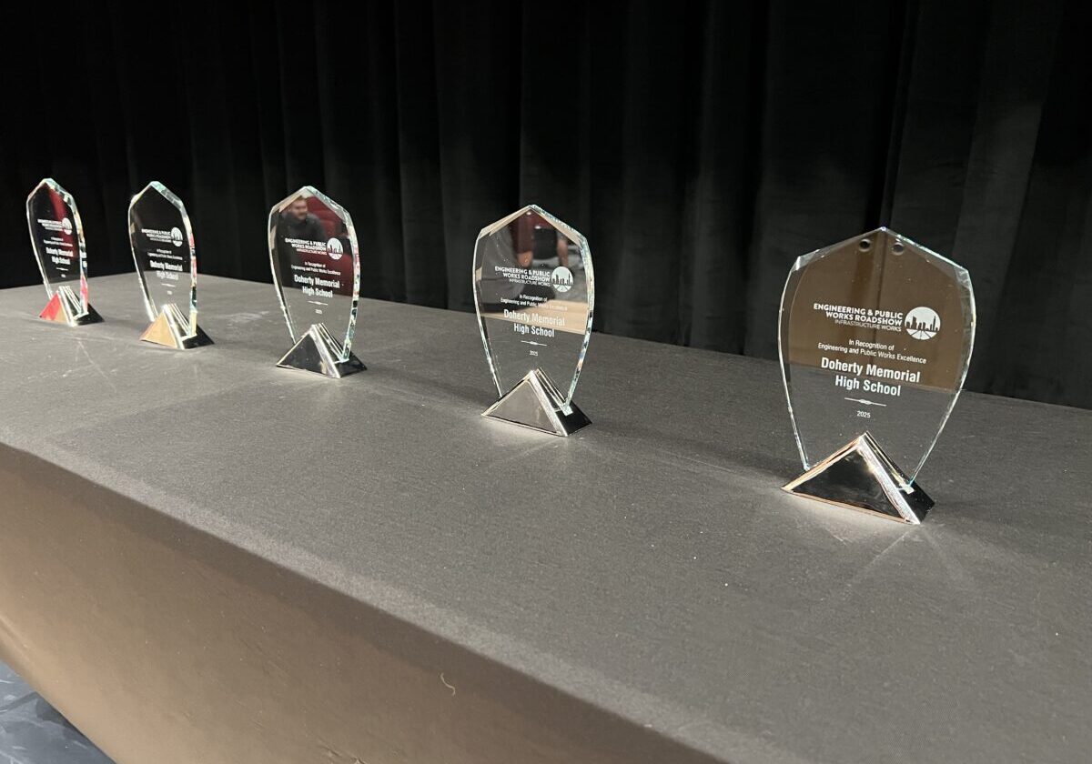 Roadshow Awards lined up on a table