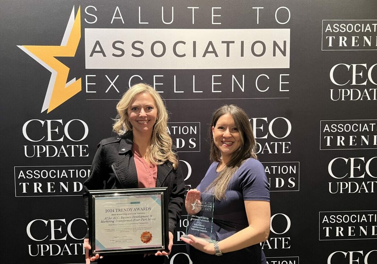 Diana Alexander and Katie Goodman hold their awards at the Salute to Association Excellence Awards