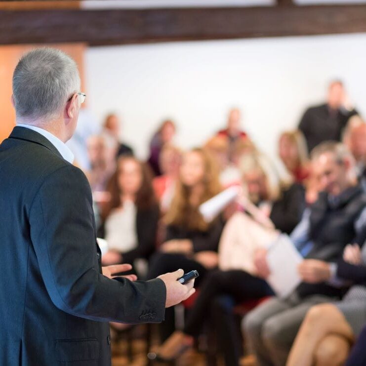 Speaker at a forum event Speaker at a forum event