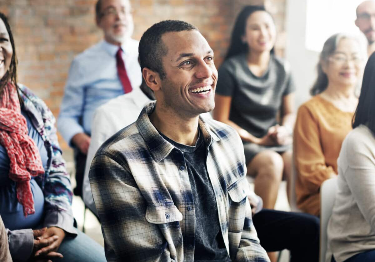 happy smiling guy during a meeting