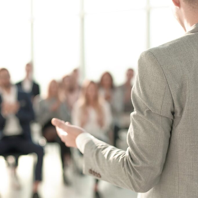 close up. image of a speaker giving a lecture at a business seminar
