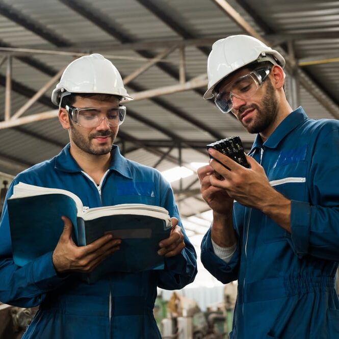 industrial workers working on their projects